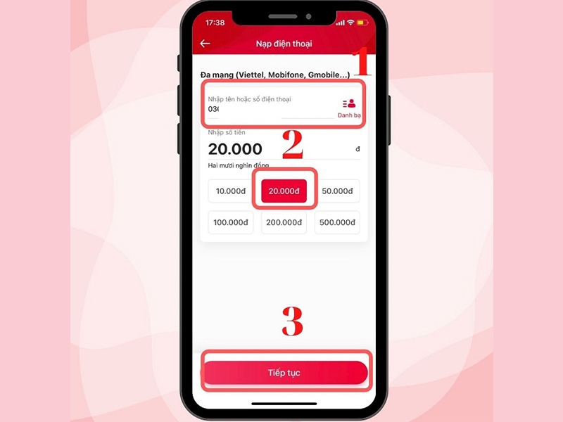 Sử dụng app Viettel Money nạp tiền cho điện thoại  bước 2