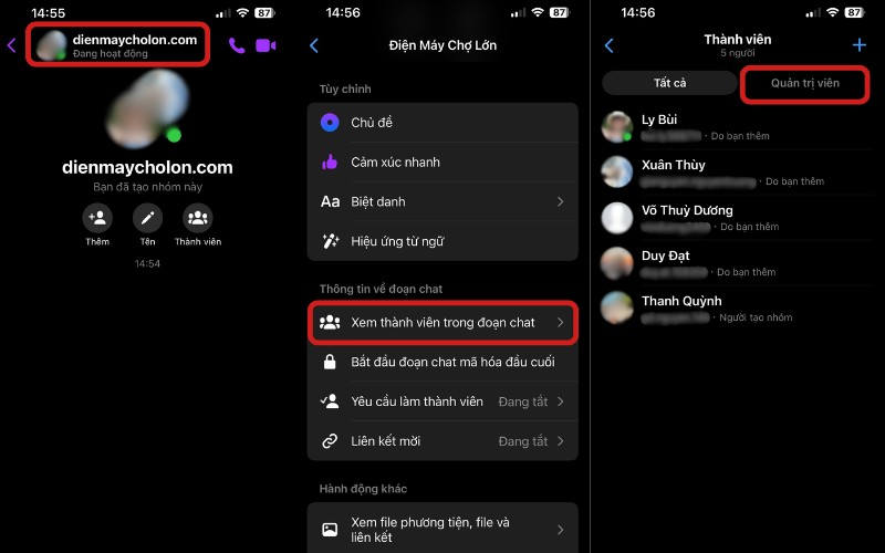 Xem thành viên, quản trị viên của nhóm Messenger