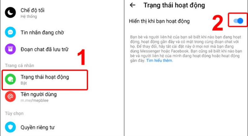 Cách tắt trạng thái hoạt động Facebook trên ứng dụng Messenger bước 2