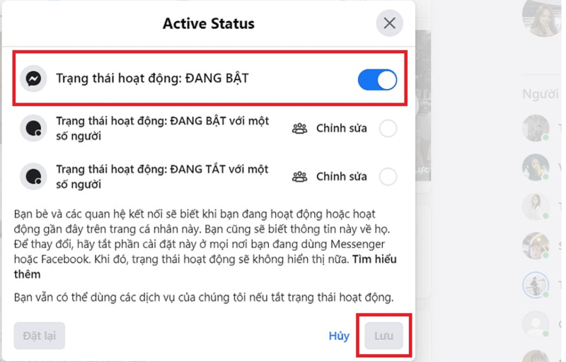 tắt trạng thái hoạt động trên Facebook qua máy tính bước 4