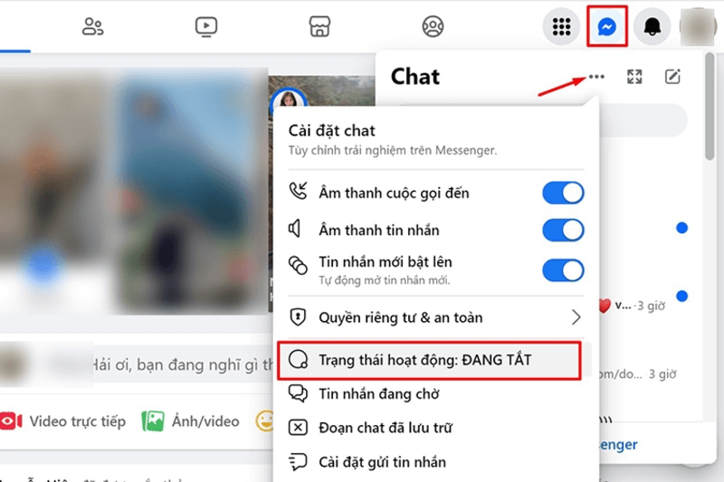 tắt trạng thái hoạt động trên Facebook qua máy tính bước 5