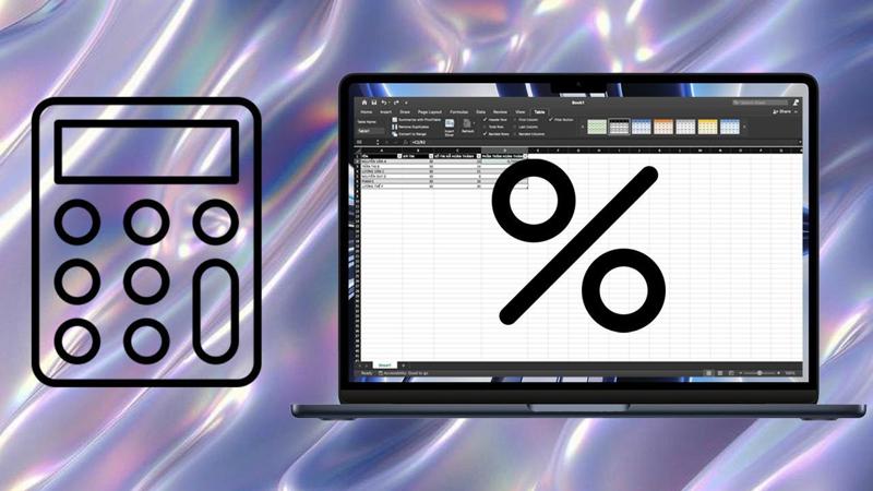Cách tính phần trăm trong Excel 