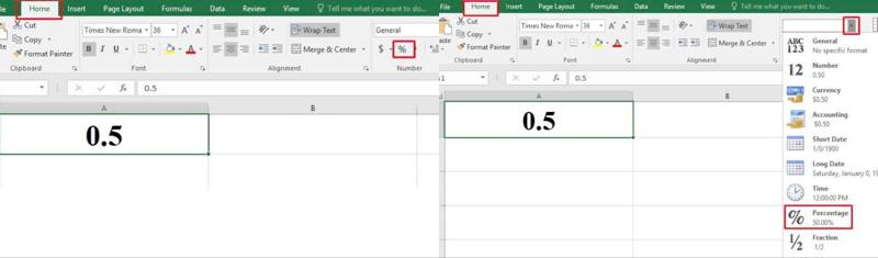 Cách định dạng dữ liệu phần trăm trên Excel bước 1