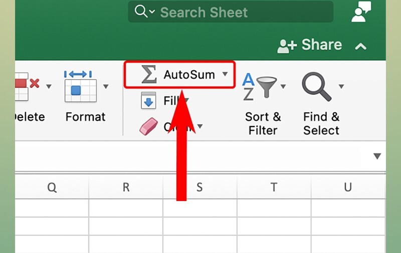 Cách tính tổng trong Excel bằng AutoSum  bước 2