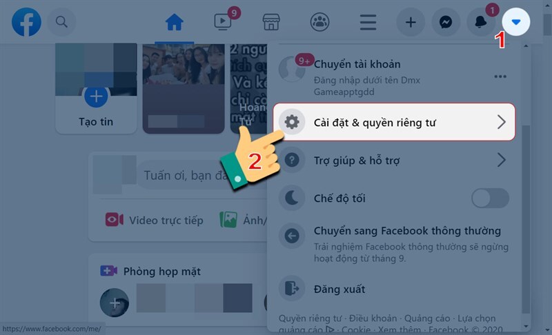 Vô hiệu hóa tài khoản trên Cài đặt Facebook bước 1