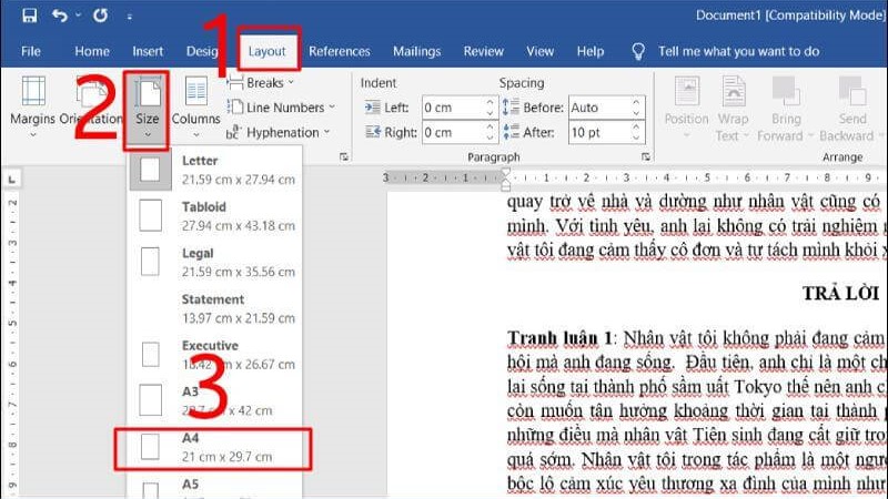 Cách chọn khổ giấy chuẩn trong Word