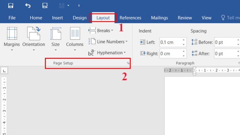 Cách căn lề chuẩn trong Word từ Layout bước 1