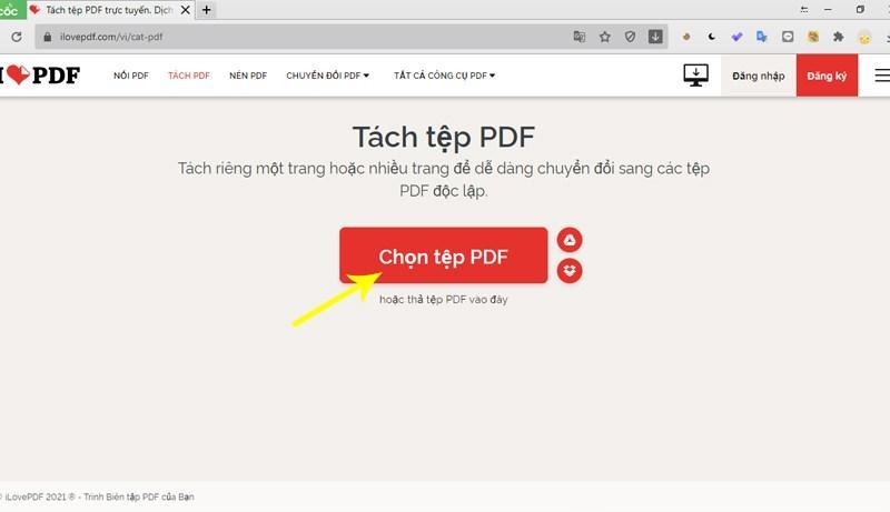 Dùng trang web I Love PDF cắt file PDF bước 2