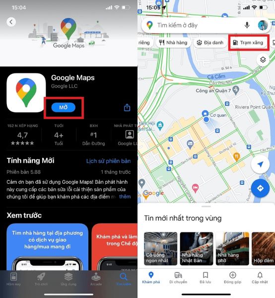 Cách tìm cây xăng quanh đây trên Google Maps trên điện thoại bước 1