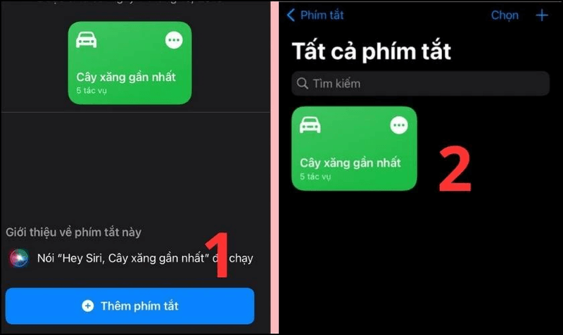 Sử dụng Siri Shortcuts trên iPhone tìm cây xăng bước 1