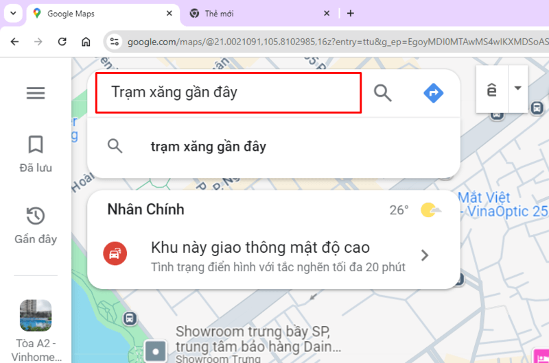 Cách tìm cây xăng quanh đây trên Google Maps trên máy tính bước 2