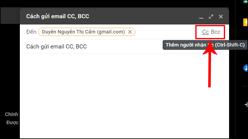 Hướng dẫn cách CC trong gmail trên máy tính bước 2