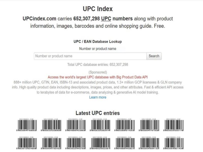 Website UPC Index