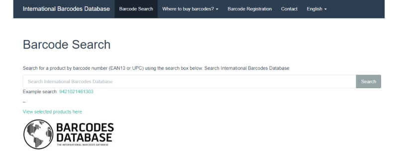 Website Barcode Database