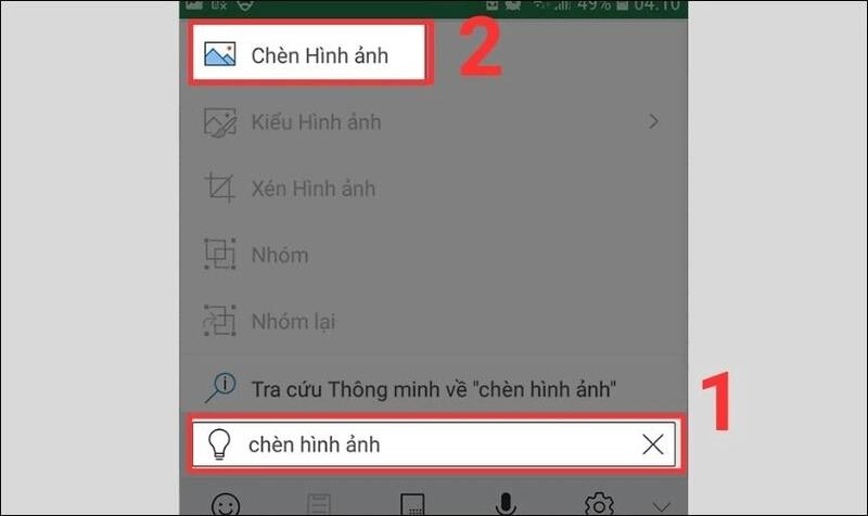 Cách chèn ảnh vào ô Excel trên điện thoại bước 2