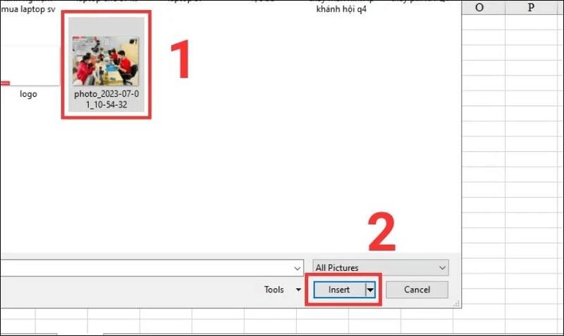 Cách chèn ảnh vào ô Excel bằng cách thủ công bước 2