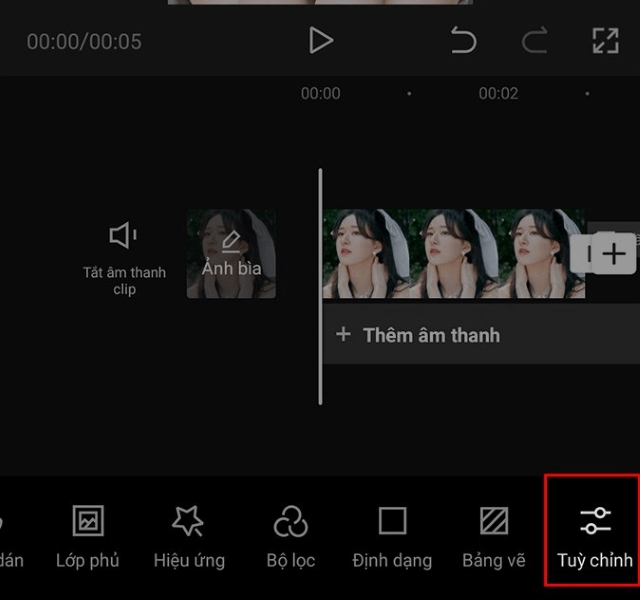 Chỉnh màu ảnh và video trên CapCut bằng công cụ tùy chỉnh bước 3