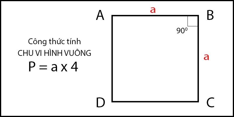  Công thức tính chu vi hình vuông 