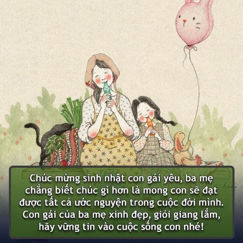 Câu chúc sinh nhật gửi cho con gái/con trai