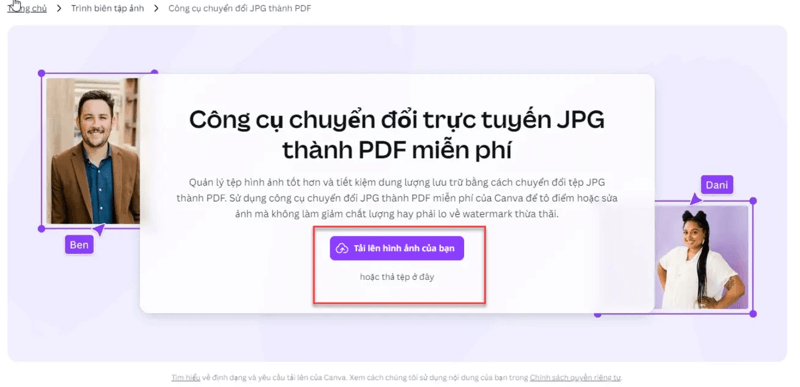 Sử dụng Canva chuyển file ảnh sang Excel qua định dạng PDF bước 1