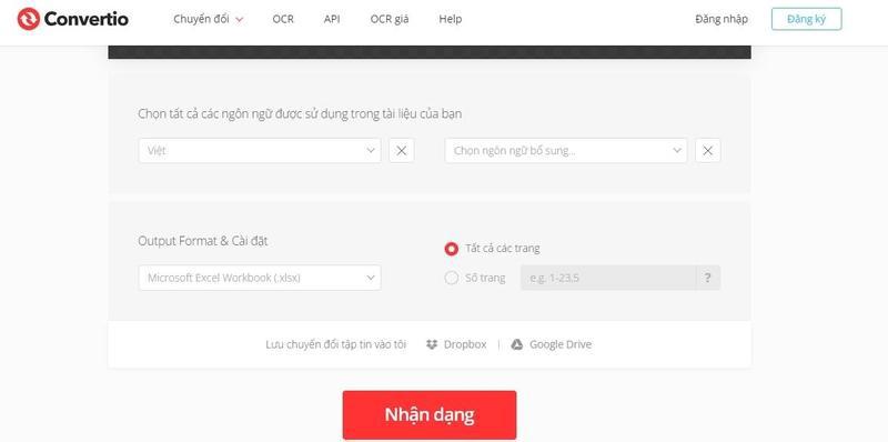 Cách chuyển đổi ảnh sang Excel bằng website Convertio bước 3