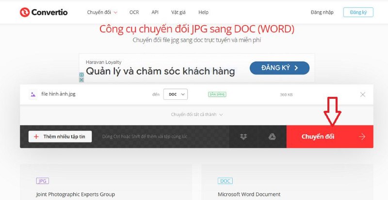 Cách chuyển hình ảnh sang Word bằng Convertio.co bước 4