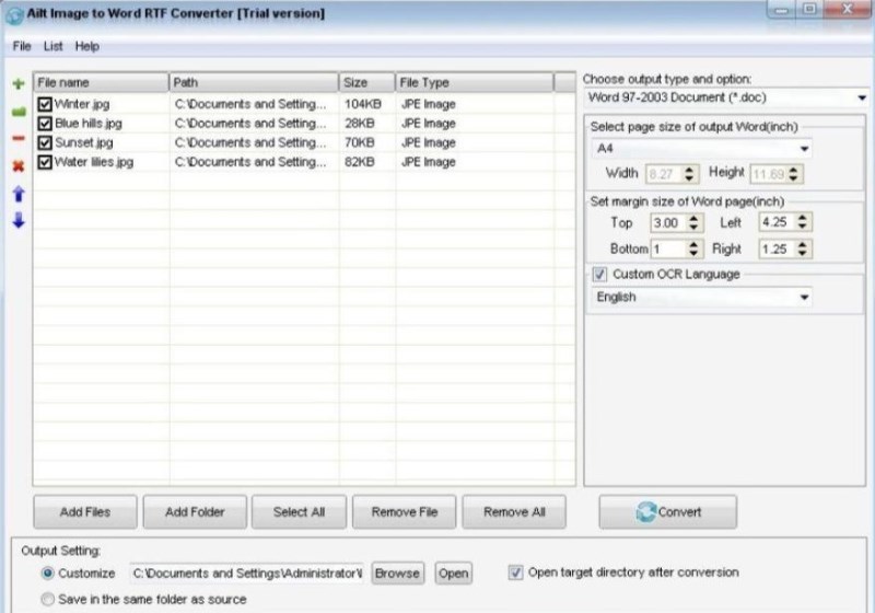 chuyển hình ảnh sang Word với phần mềm Ailt Image to Word Rtf Converter