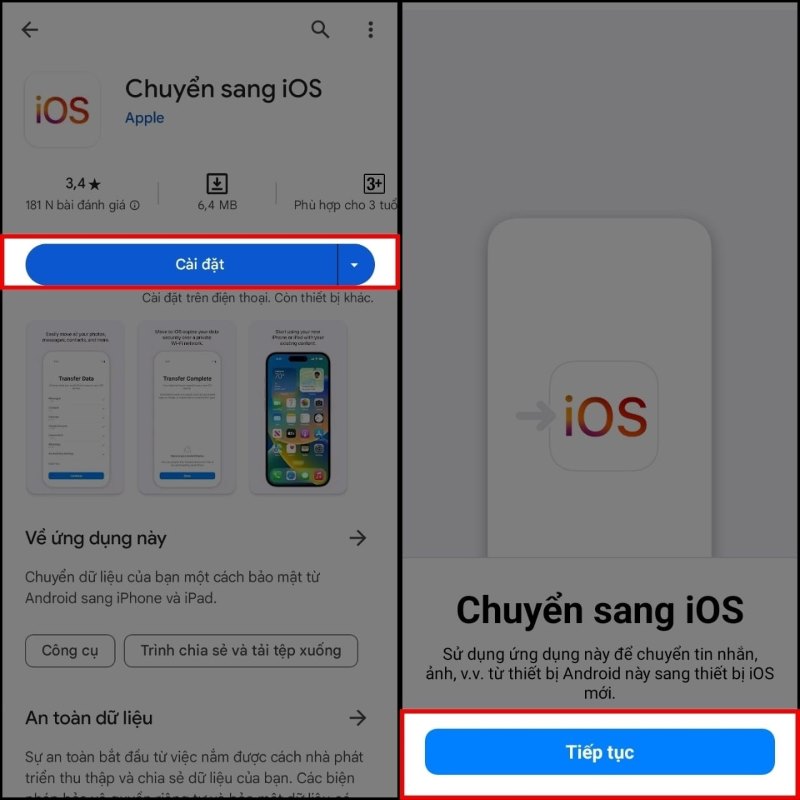 chuyển dữ liệu từ Samsung sang iPhone bằng Move to iOS bước 1