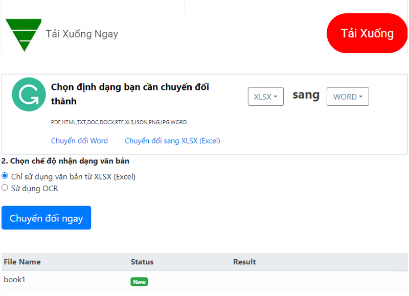 Chuyển đổi Excel sang Word nhanh chóng bằng PDFmall.com bước 4