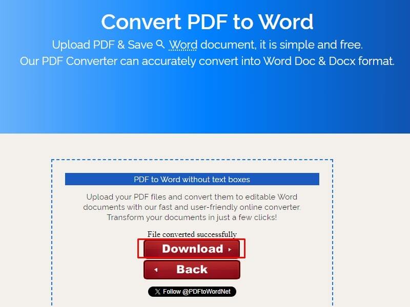 Hướng dẫn cách chuyển PDF sang Word bằng convertpdftoword.net bước 3