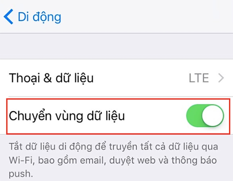 cách tắt chuyển vùng dữ liệu trên iphone