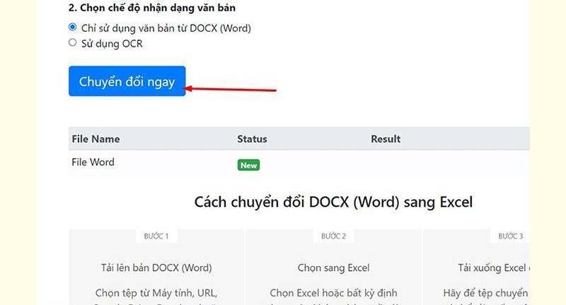 Chuyển Word sang Excel bằng PDFmall.com bước 4