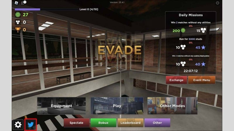 Hướng dẫn cách nhập Code game Evade Roblox bước 1