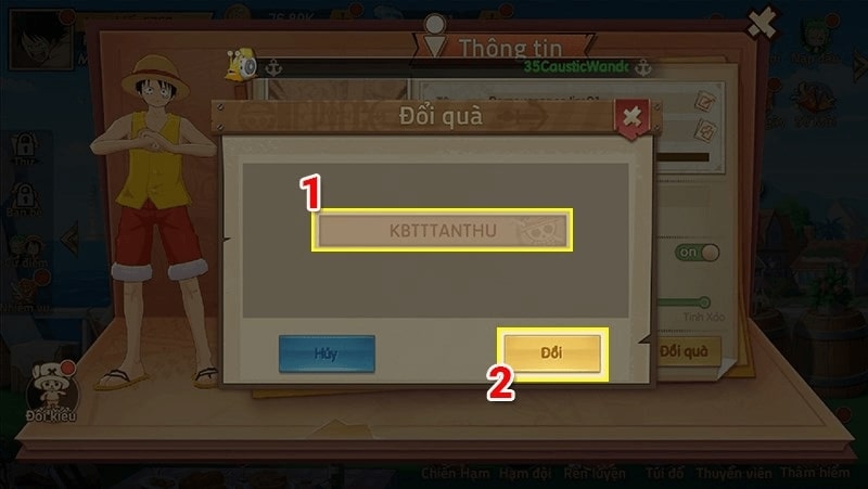 Hướng dẫn nhập code game Kho Báu Truyền Thuyết bước 3