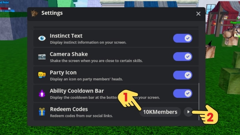 Các bước nhập Meme Sea Code Roblox bước 2