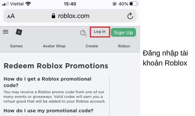 Cách nhập code Roblox bước 2