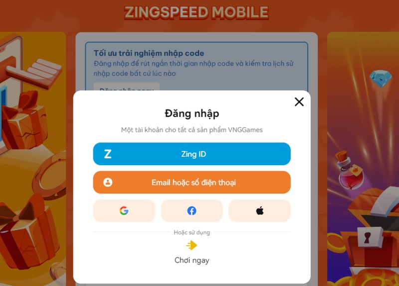 Hướng dẫn cách nhập Zing Speed Code bước 1