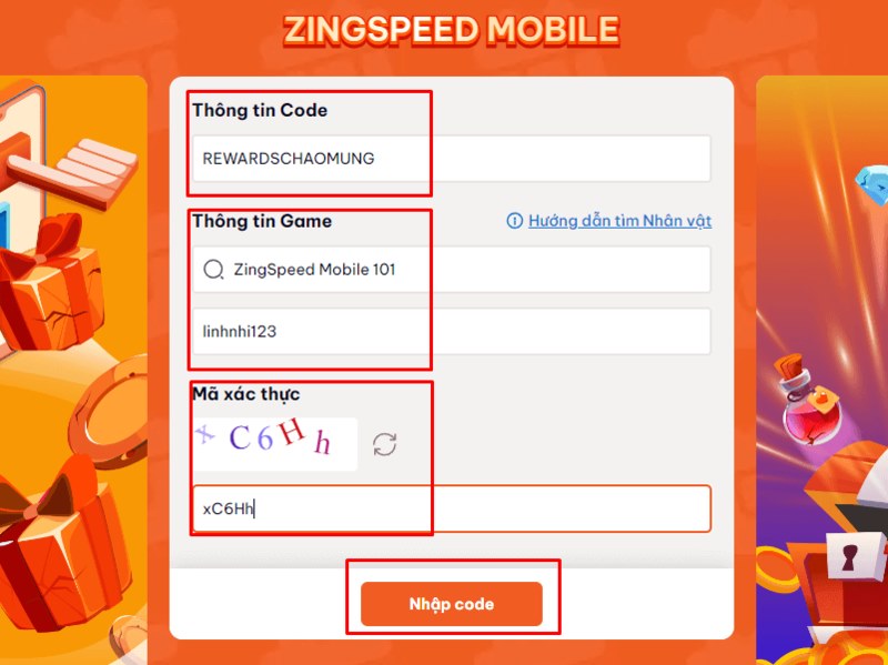 Hướng dẫn cách nhập Zing Speed Code bước 4