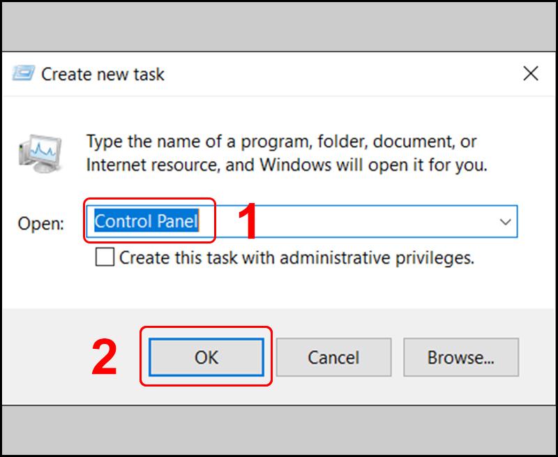Mở Control Panel bằng Task Manager bước 3