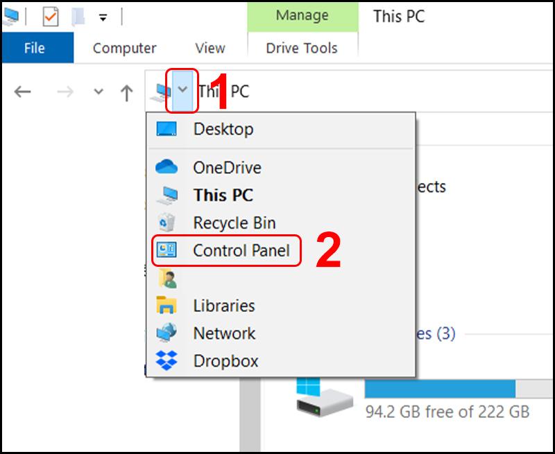 Mở bằng thanh địa chỉ trong file Explorer