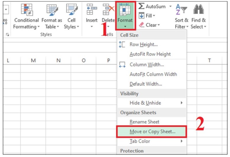 cách copy sheet Excel từ thanh menu bước 1