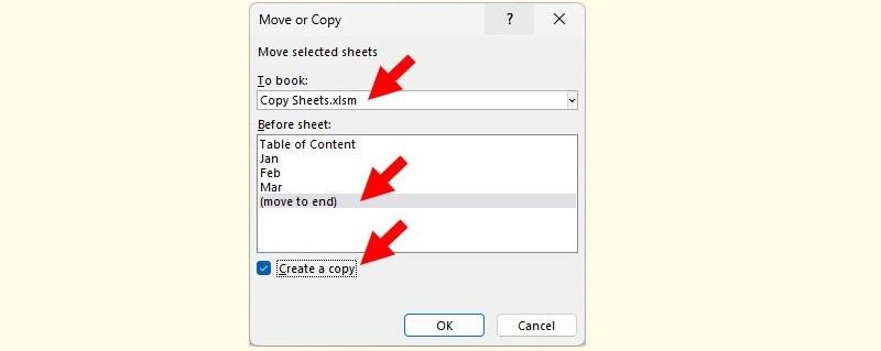 Cách copy sheet trong Excel sang sổ làm việc khác bước 4