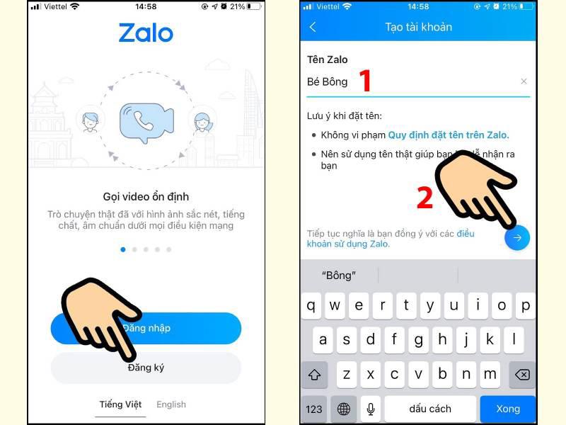 Hướng dẫn đăng ký nick Zalo không cần số điện thoại bước 2