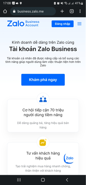 Đăng ký Zalo Business 2