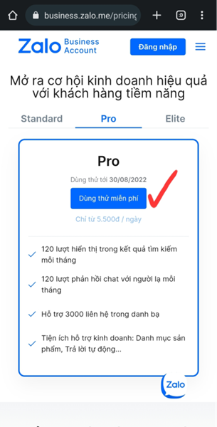 Đăng ký Zalo Business 3