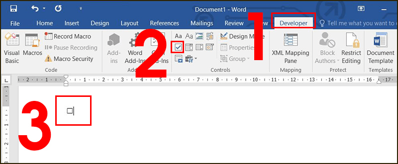 Chèn dấu tích trong Word bằng chế độ Developer bước 4