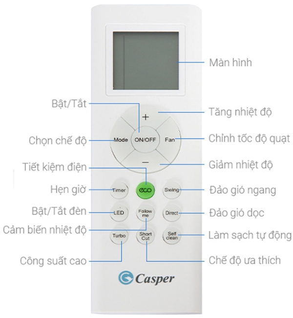 điều khiển điều hòa casper