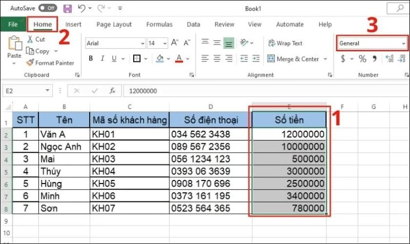 Hướng dẫn cách thiết lập định dạng số trong Excel bước 1