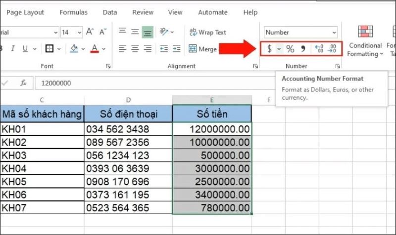 Hướng dẫn cách thiết lập định dạng số trong Excel bước 3