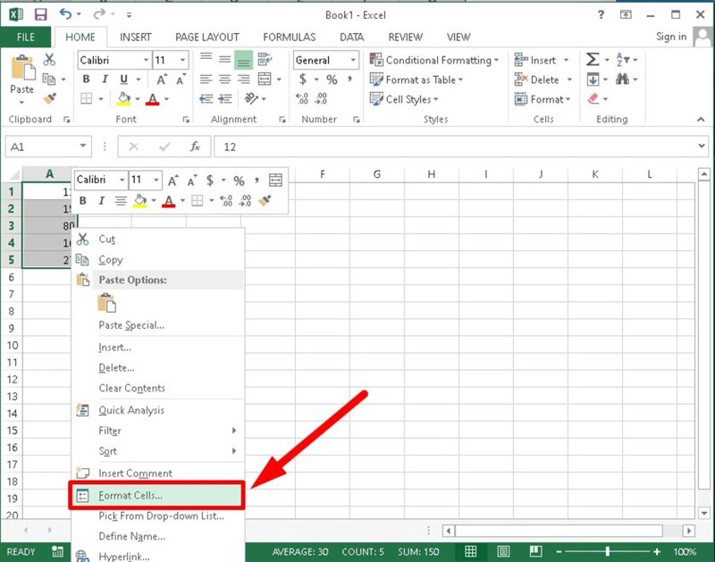 Định dạng số trong Excel bước 2